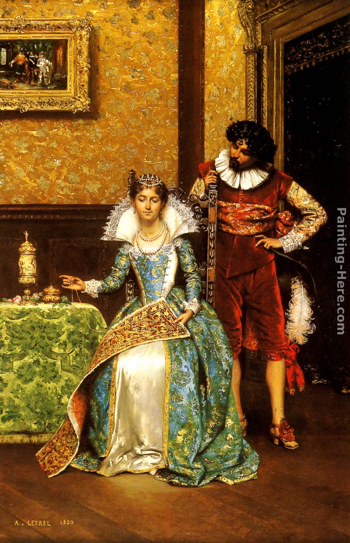 The Attentive Courtier painting - Adolphe Alexandre Lesrel The Attentive Courtier art painting